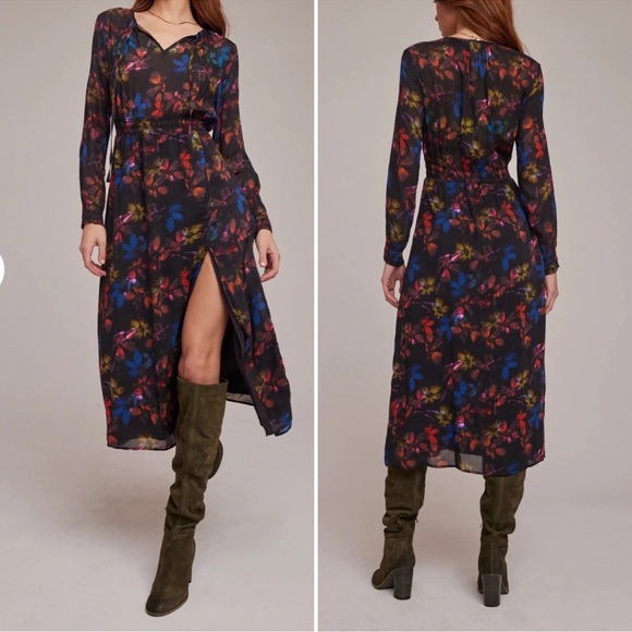 Bella Dahl Black Wrap Dress with Bishop Sleeves XS